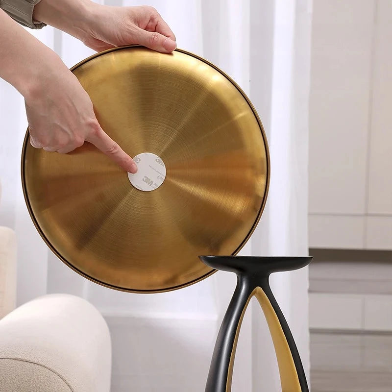 Round Side Table with Storage | Modern Minimalist Sofa End Table for Living Room