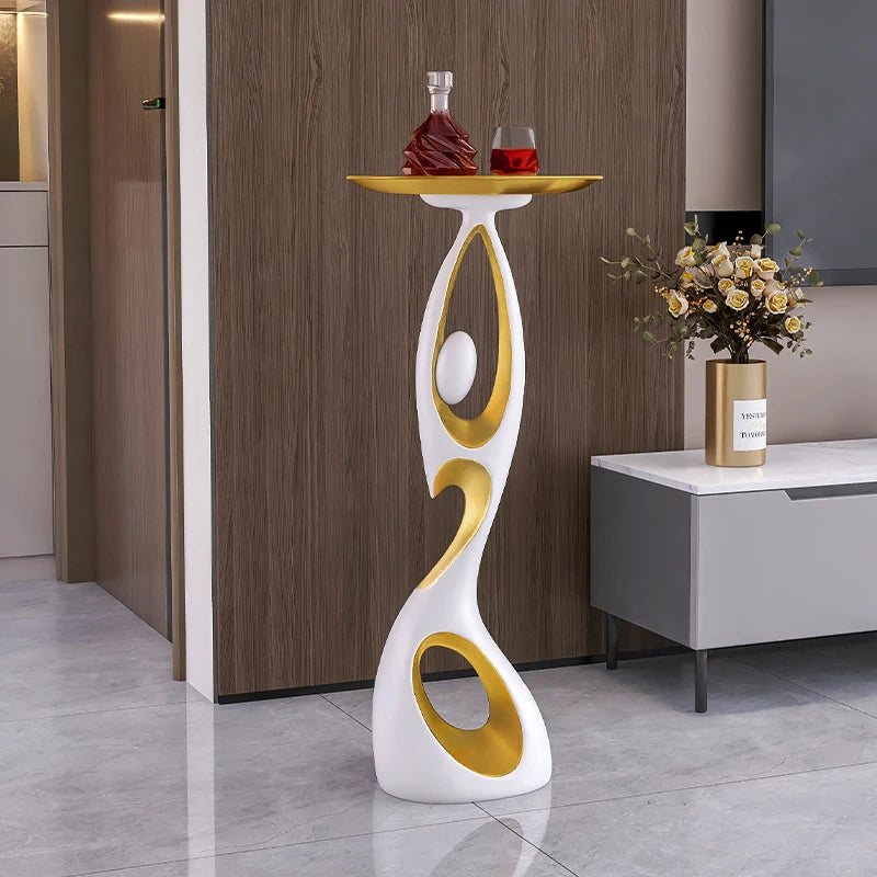 Round Side Table with Storage | Modern Minimalist Sofa End Table for Living Room