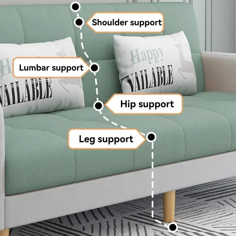 Foldable Fabric Sofa Bed | 3-Seater Convertible Couch for Home & Office