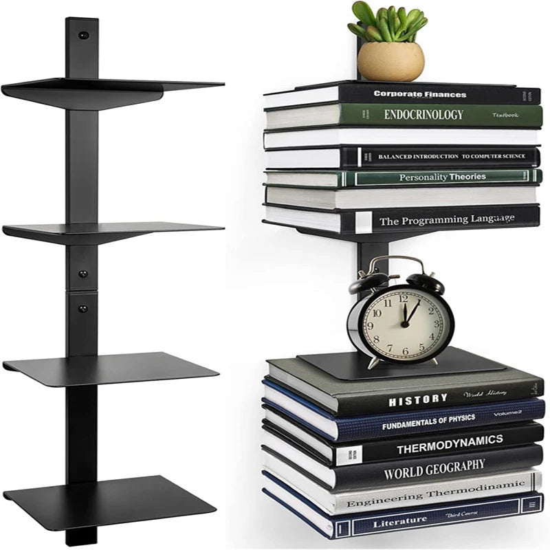 Modern Metal 2-Tier Wall Bookshelf | Minimalist Living Room Storage Organizer