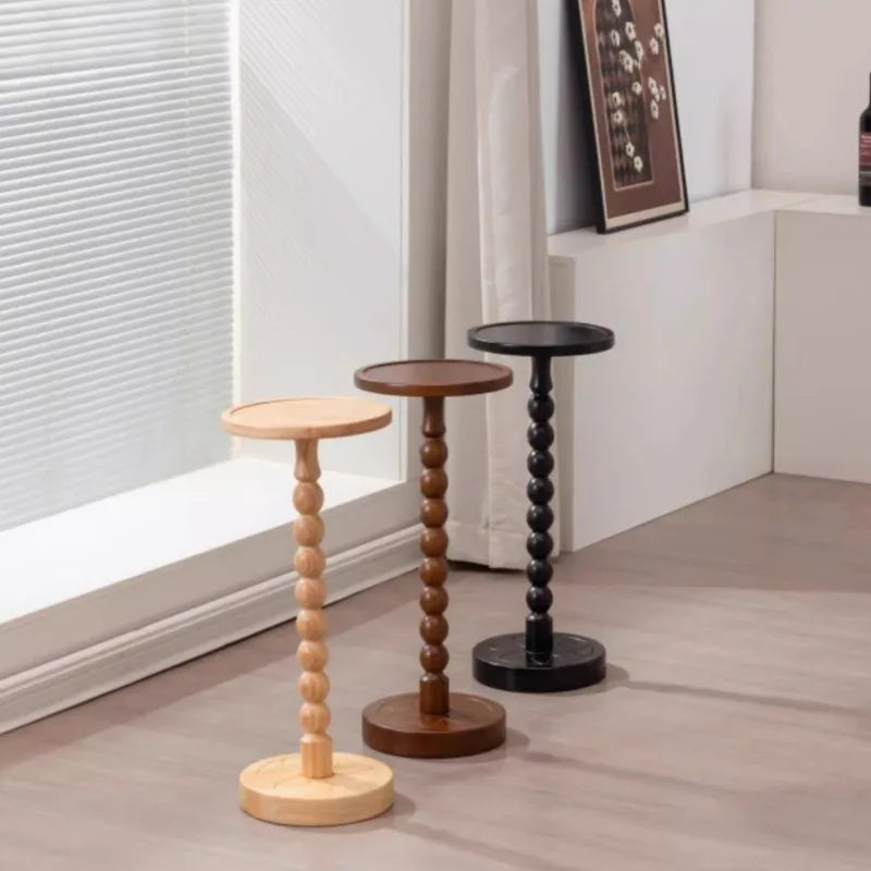 Round Solid Wood Side Table | Modern Minimalist End Table for Living Room