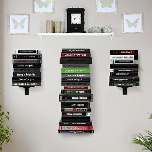 Modern Metal 2-Tier Wall Bookshelf | Minimalist Living Room Storage Organizer