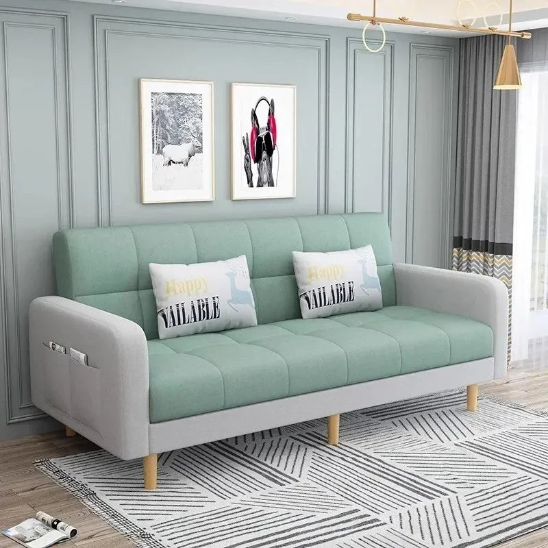 Foldable Fabric Sofa Bed | 3-Seater Convertible Couch for Home & Office