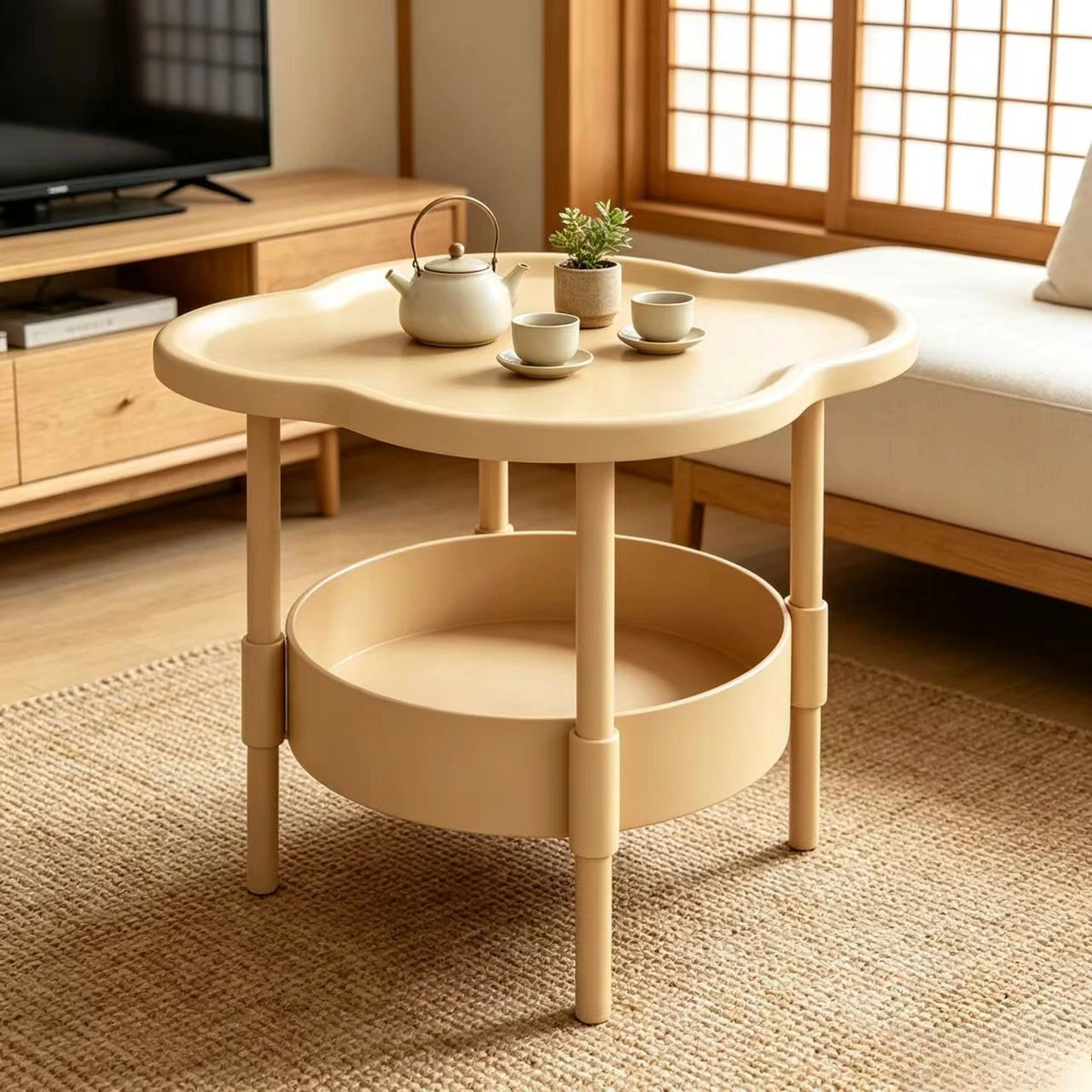 Mini Round Side Table with Storage | Compact Plastic Bedside & Coffee Table in 4 Colors