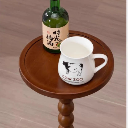 Round Solid Wood Side Table | Modern Minimalist End Table for Living Room