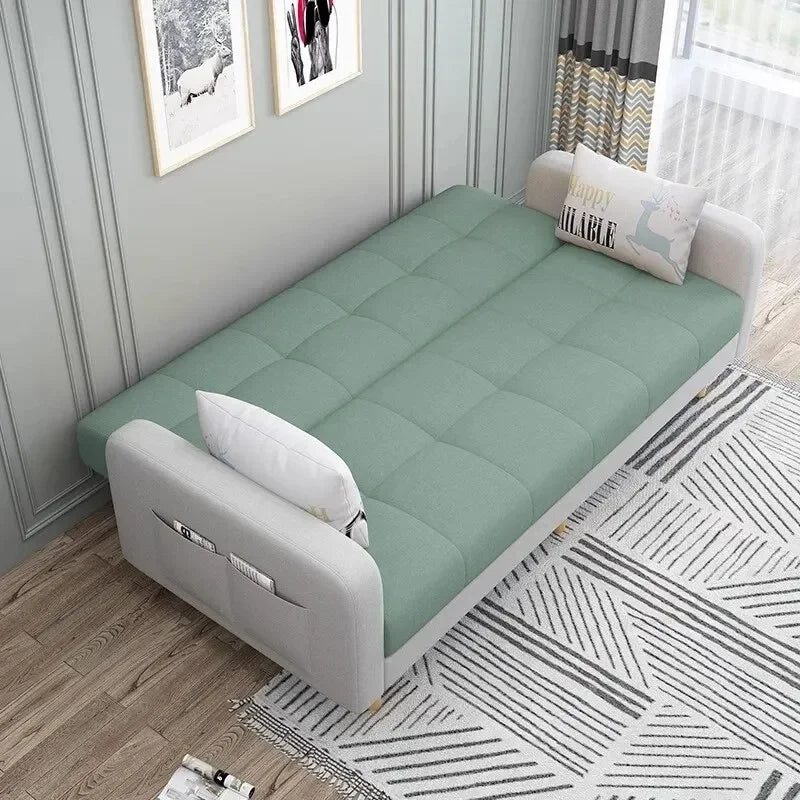 Foldable Fabric Sofa Bed | 3-Seater Convertible Couch for Home & Office