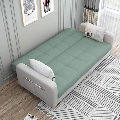Foldable Fabric Sofa Bed | 3-Seater Convertible Couch for Home & Office