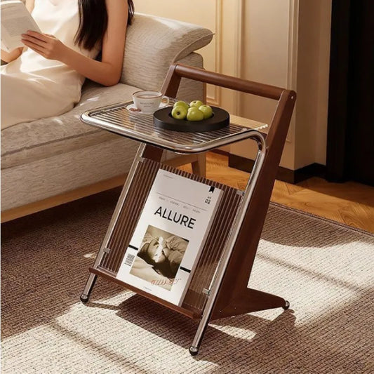 Solid Wood & Glass Side Table | Modern Minimalist End Table