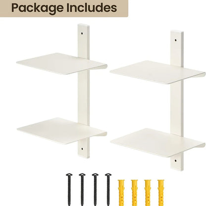 Modern Metal 2-Tier Wall Bookshelf | Minimalist Living Room Storage Organizer