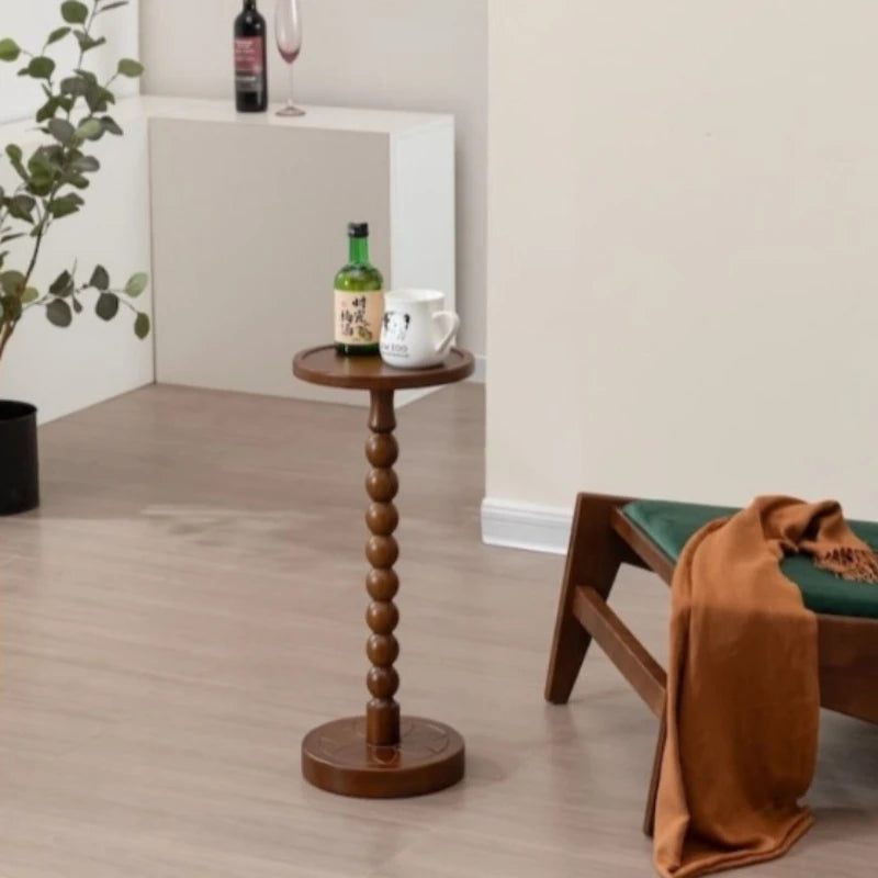 Round Solid Wood Side Table | Modern Minimalist End Table for Living Room