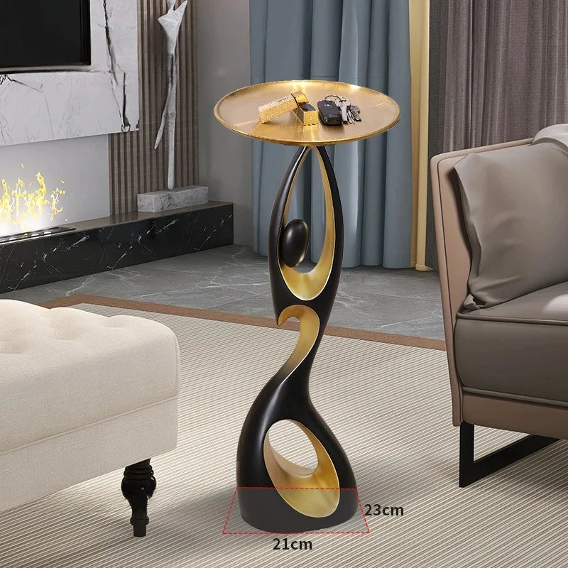Round Side Table with Storage | Modern Minimalist Sofa End Table for Living Room