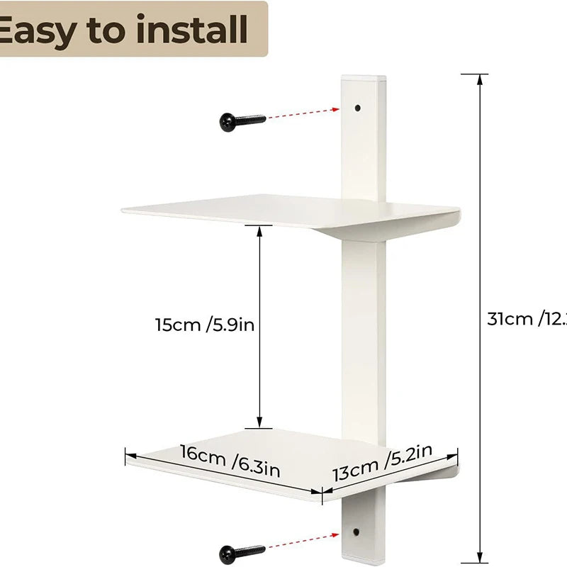 Modern Metal 2-Tier Wall Bookshelf | Minimalist Living Room Storage Organizer