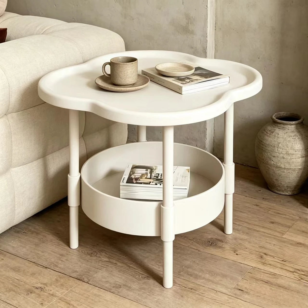 Mini Round Side Table with Storage | Compact Plastic Bedside & Coffee Table in 4 Colors