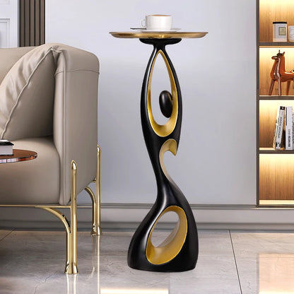 Round Side Table with Storage | Modern Minimalist Sofa End Table for Living Room