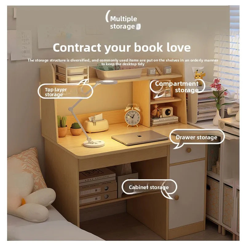 Desk & Bookshelf Combo | Modern MDF Computer Desk for Home, Bedroom & Study
