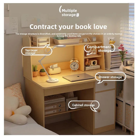 Desk & Bookshelf Combo | Modern MDF Computer Desk for Home, Bedroom & Study
