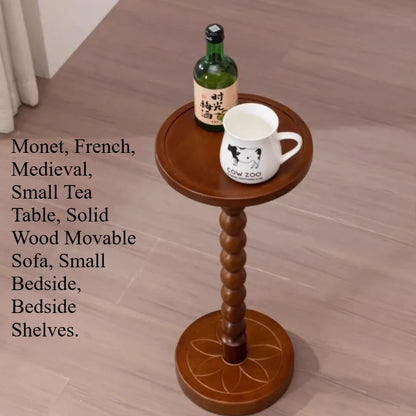 Round Solid Wood Side Table | Modern Minimalist End Table for Living Room