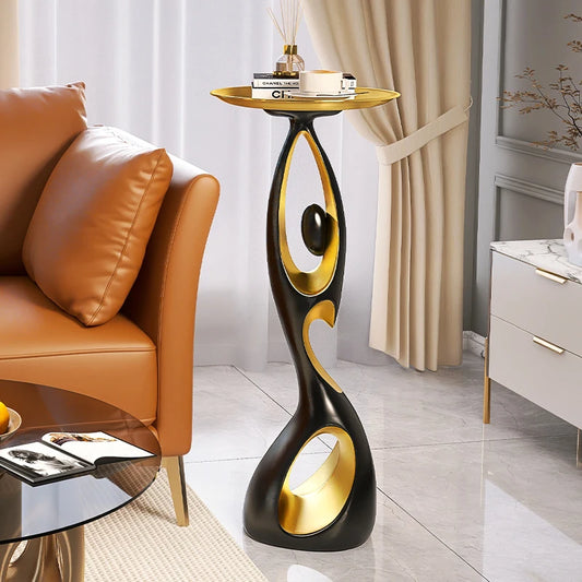 Round Side Table with Storage | Modern Minimalist Sofa End Table for Living Room
