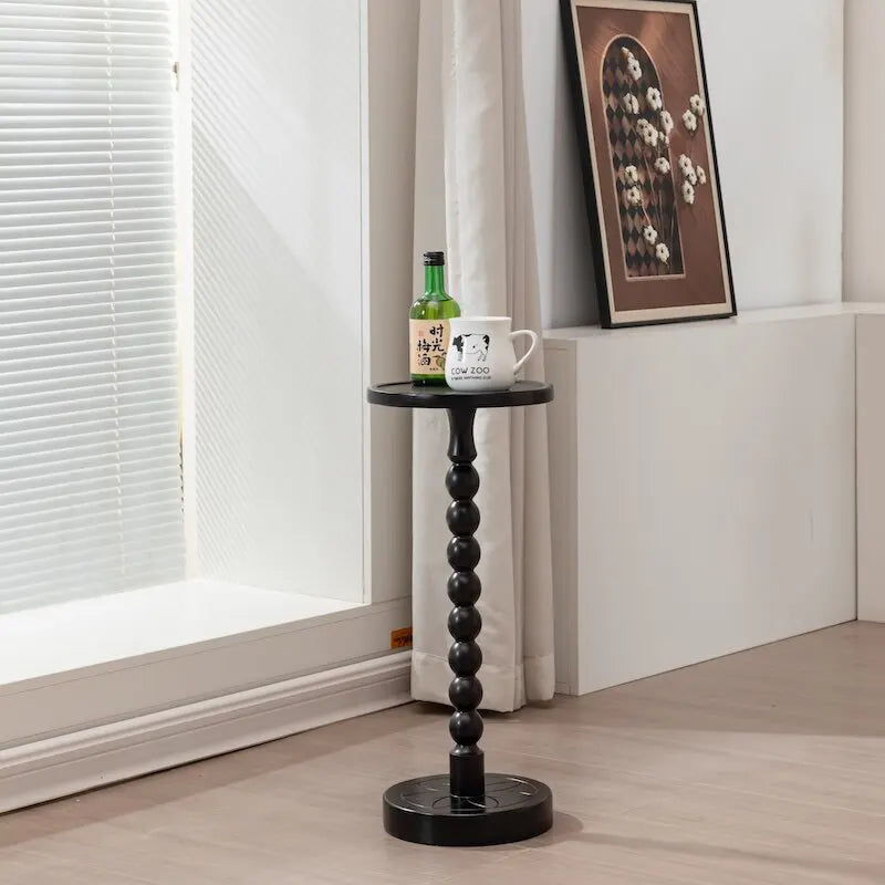 Round Solid Wood Side Table | Modern Minimalist End Table for Living Room