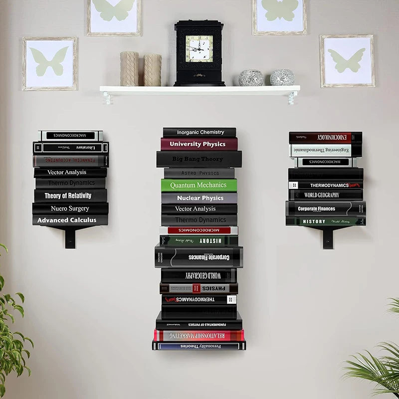 Modern Metal 2-Tier Wall Bookshelf | Minimalist Living Room Storage Organizer