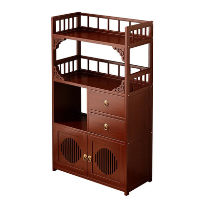 Bamboo Tea Cabinet with Drawers & Shelves | Living Room Storage Organizer