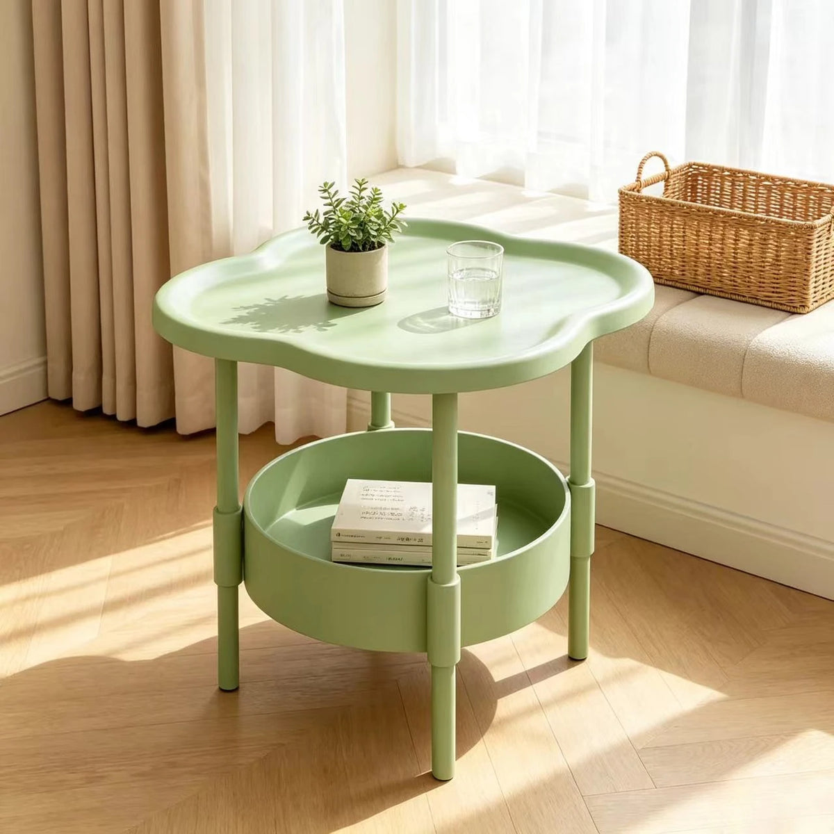 Mini Round Side Table with Storage | Compact Plastic Bedside & Coffee Table in 4 Colors